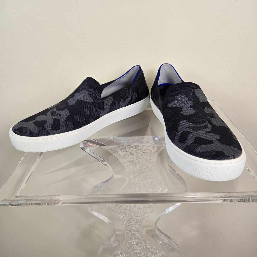 Rothy's The City Slip On Shoes Womens 11 Black Gray Camo Knit Recycled Casual